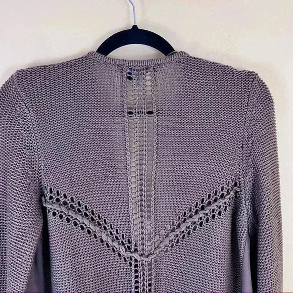 International Concepts Brown Faux Suede Knit Fringe Open Cardigan Size L - Picture 8 of 13